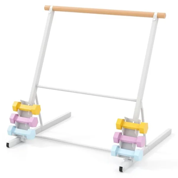 Système de Barre de Ballet Autoportant Barre de Support Extensible de Danse Support en Métal Robuste Roues et Supports de Poids Équipement de Danse Blanc