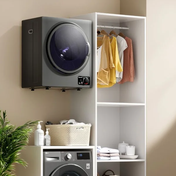 Sèche-linge Électrique Compact 2,5KG Capacité 42L Sèche-linge Portable 850W à Chargement Frontal avec 4 Modes Séchage et Cuve en Acier Inoxydable Blanc
