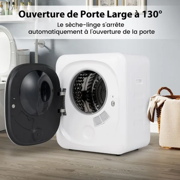 Sèche-Linge Électrique Compact 2,5KG Sèche-Linge Portable 800W avec Tambour en Acier Inoxydable Écran Tactile LED et Séchage Intelligent