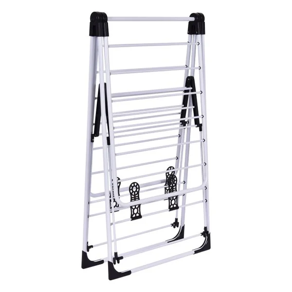 Séchoir Pliable Rangement pour Vêtements de Lessive Cintre Robuste Étendoir à Linge Séchoir à Vêtements en Acier pour Intérieur/Extérieur