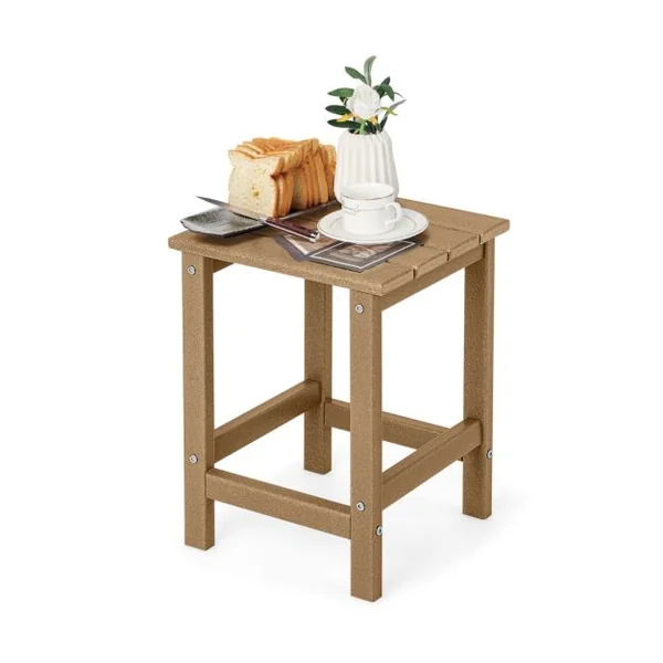 Table Basse de Jardin en HDPE L36 x P36 x H47 CM Anti-UV Charge max.:100 KG Table d’Appoint Intérieur Extérieur Marron/Blanc/Gris/Noir