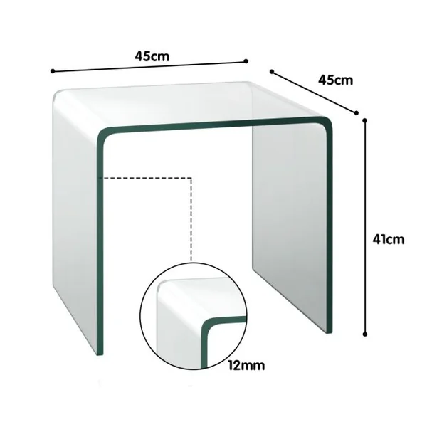 Table Basse en Verre Trempé Table Console Transparente et Patins Antidérapants able d'Appoint Intégrée en Verre pour Salon Bureau