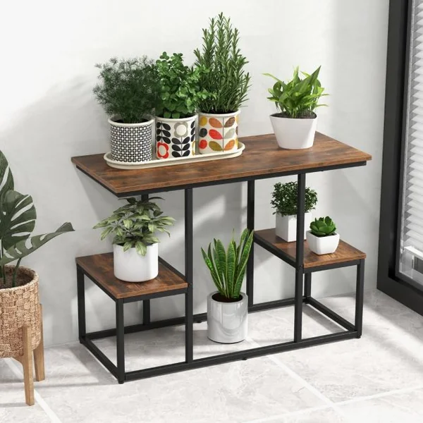 Table Console pour Tv de 50 Pouces avec Étagères de Rangement Ouvertes Présentoir à 2 Niveaux Centre de Divertissement Marron Rustique
