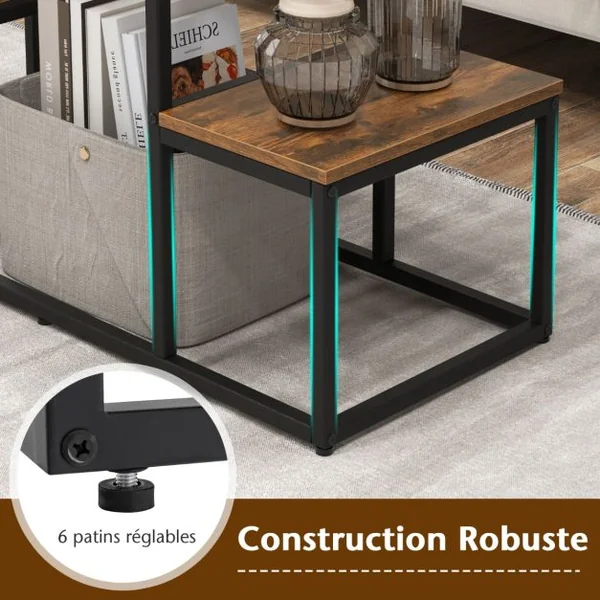 Table Console pour Tv de 50 Pouces avec Étagères de Rangement Ouvertes Présentoir à 2 Niveaux Centre de Divertissement Marron Rustique