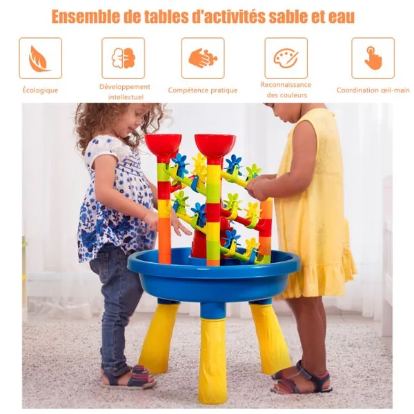 Table d’Activité Sable 30 pcs avec Pelle à Sable Moulin à Vent Cadeau Idéal pour les Enfants plus de 3 ans