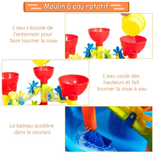 Table d’Activité Sable 30 pcs avec Pelle à Sable Moulin à Vent Cadeau Idéal pour les Enfants plus de 3 ans