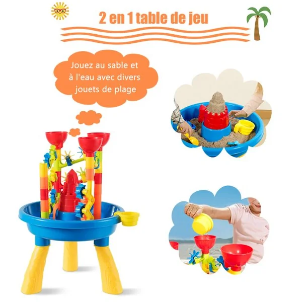 Table d’Activité Sable 30 pcs avec Pelle à Sable Moulin à Vent Cadeau Idéal pour les Enfants plus de 3 ans