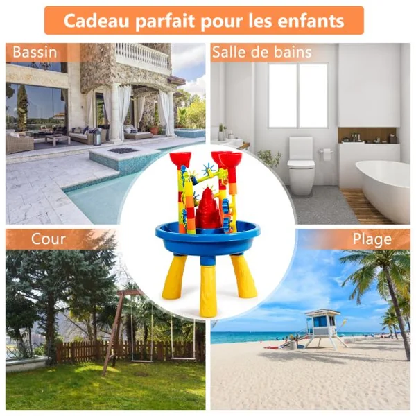 Table d’Activité Sable 30 pcs avec Pelle à Sable Moulin à Vent Cadeau Idéal pour les Enfants plus de 3 ans