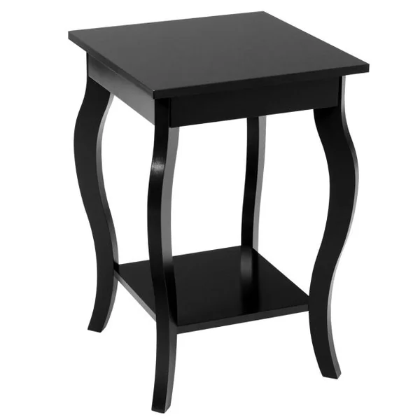 Table d'Appoint Bout de Canapé 2 Niveaux Table de Chevet Carrée avec Patins Antidérapants pour Chambre Salon 40 x 40 x 60 cm Noir