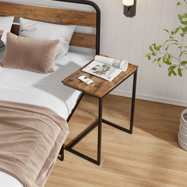 Table d'Appoint Bout de Canapé de Style Industriel Moderne Cadre en Métal 55 x 36 x 67 CM pour Salon Chambre Balcon