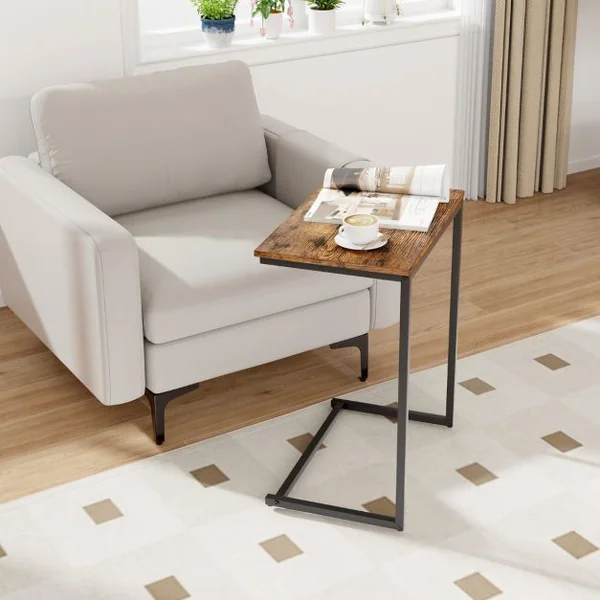 Table d'Appoint Bout de Canapé de Style Industriel Moderne Cadre en Métal 55 x 36 x 67 CM pour Salon Chambre Balcon