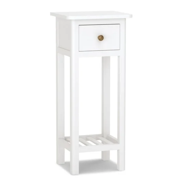 Table d'Appoint Bouts de Canapé avec Tiroir et Étagère Aucun Assemblage Petite Table Haute Étroite pour Chambre Salon Entrée 35 x 30 x 80 cm Noir