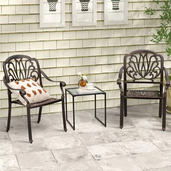 Table D'appoint Carrée D'extérieur de 43 Cm en Verre Trempé Cadre en Métal Assemblage Facile Petite Table Basse pour Salon Porche Terrasse Jardin Noir