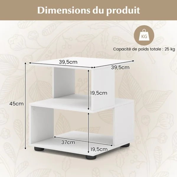 Table d'Appoint de Canapé à 3 Niveaux Table de Chevet Moderne avec Etagères Patins Antidérapants Table Basse Assemblage Facile Blanc