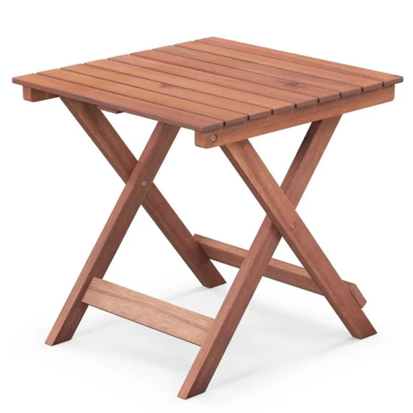 Table D'appoint en Bois Pliante avec Plateau à Lamelles Naturel