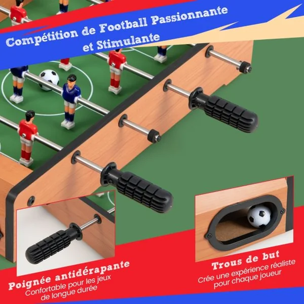 Table de Baby-foot avec 12 Figurines 2 Panneaux de Score 2 Balles Inclus pour Adulte Enfants 51 x 31x 10 CM