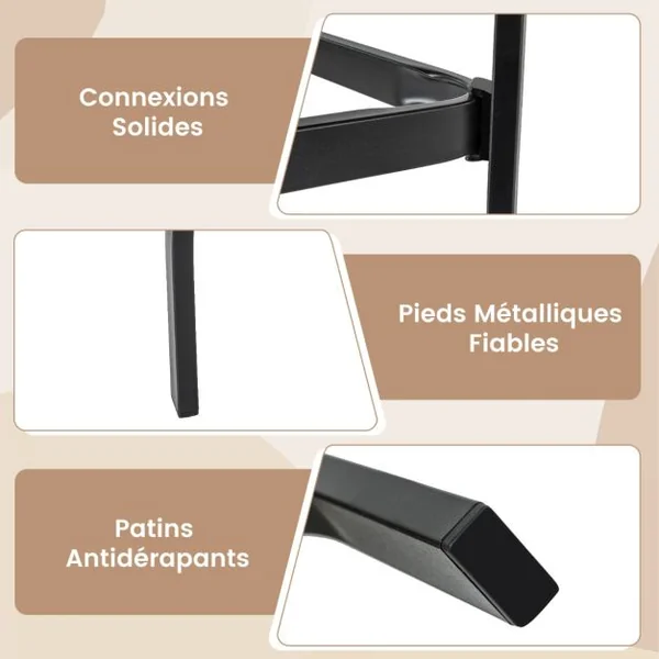 Table de Bar Carrée de Patio 70 cm Table de Jardin avec Cadre en Métal Robuste Trou de Parasol de 39 mm Table Bistrot d'Extérieur