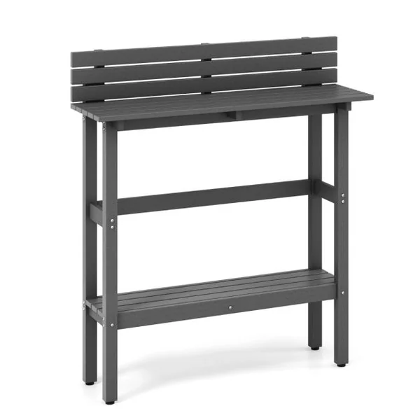 Table de Bar D'extérieur Table de 122 Cm avec Étagère de Rangement et Repose-pieds Réglables Table de Comptoir Toutes Saisons Table Étroite Gris