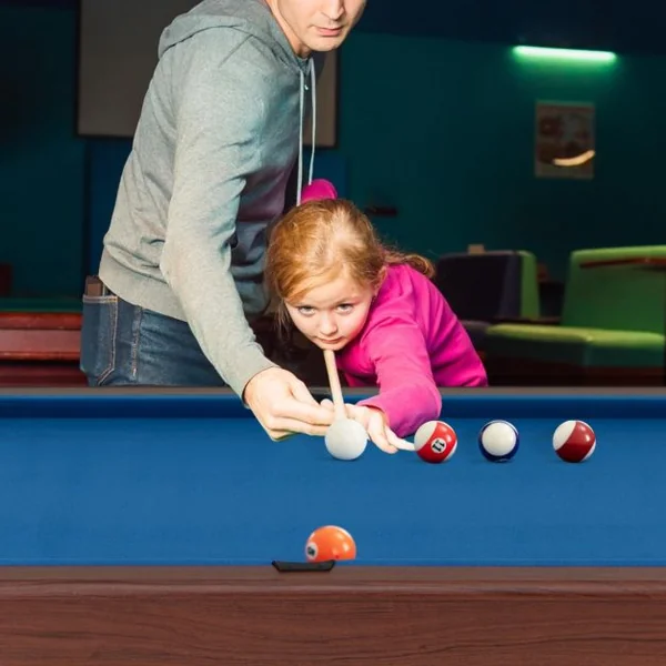 Table de Billard de 122 cm en Bois avec Jeu Complet de Boules 2 Queues de Billard 2 Craies Triangle Brosse Table Compacte Bleu/Vert