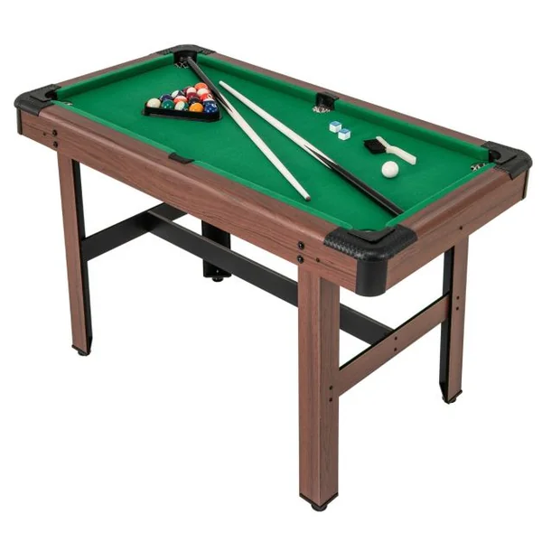 Table de Billard de 122 cm en Bois avec Jeu Complet de Boules 2 Queues de Billard 2 Craies Triangle Brosse Table Compacte Bleu/Vert