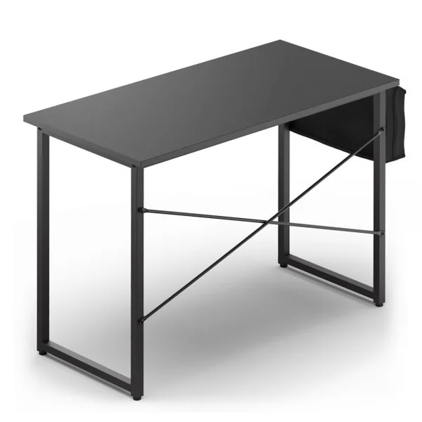 Table de Bureau de Travail avec Porte-documents Latéral 102x51x76CM Style Industriel Noir