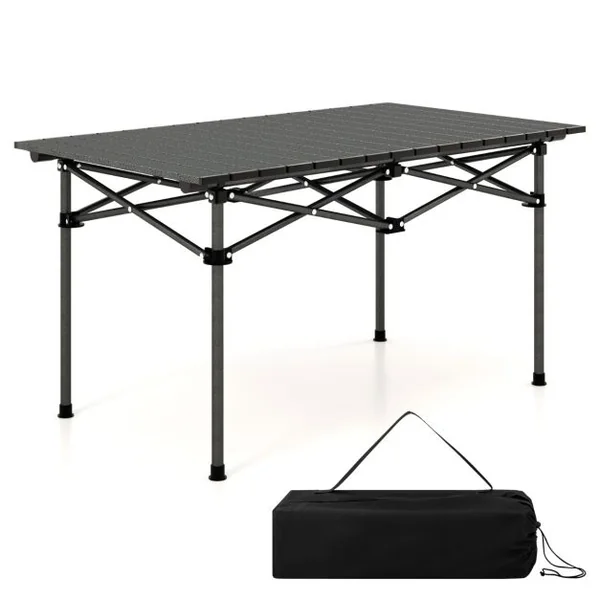Table de Camping Pique-Nique Pliante en Aluminium 95x55x50 CM Table de Jardin Pliable 4 à 6 places avec Sac de Transport Noir