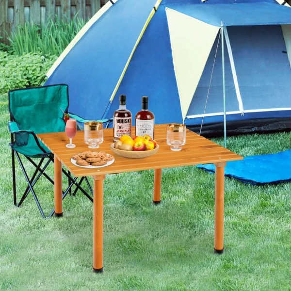Table de Camping Pliante avec Sac de Transport pour Pique-nique Plage Barbecue Camping Pêche Naturel/Gris