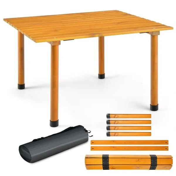 Table de Camping Pliante avec Sac de Transport pour Pique-nique Plage Barbecue Camping Pêche Naturel/Gris