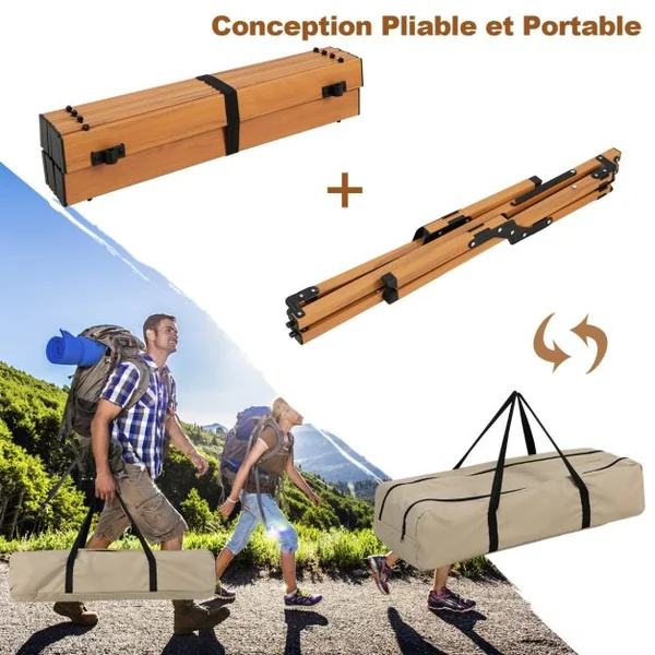 Table de Camping Pliante en Aluminium à Latte Enroulable 89x59x45 CM Table de Pique-Nique Portable avec Sac de Transport