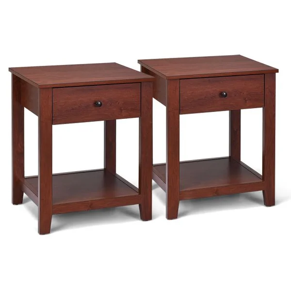 Table de Chevet Table d’AppointBout de Canapé en Bois avec Tiroir Poignée pour Chambre Salon Bureau 50 x 42 x 62CM Brun Foncé