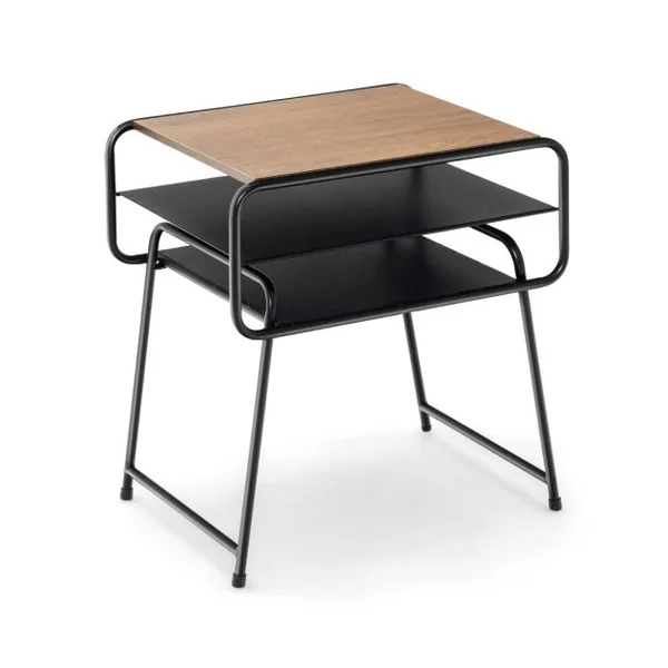 Table de Chevet Table de Nuit 3 Etagère 50 x 40 x 55 cm (L x l x H) Style Industrielle Cadre en Métal Robuste Marron + Noir
