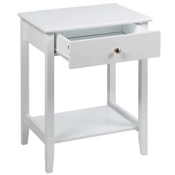 Table de Chevet à 2 Niveaux avec 1 Tiroir Table d'Appoint de Style Moderne Blanc