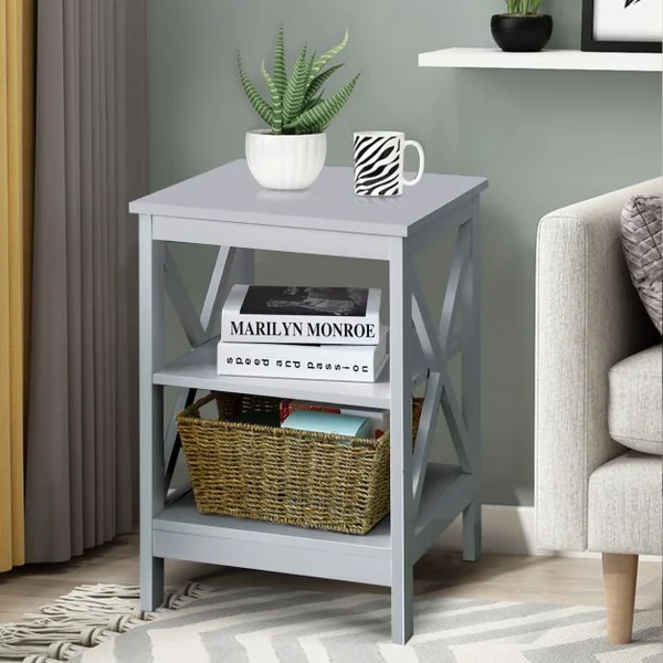 Table de Chevet à 3 Niveaux Table d'Appoint en forme X Simple et Contemporain 40x40x61cm Nior