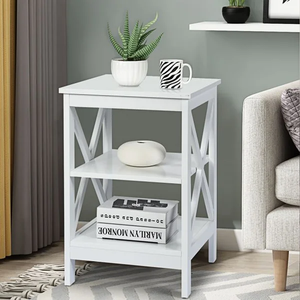 Table de Chevet à 3 Niveaux Table d'Appoint en forme X Simple et Contemporain 40x40x61cm Nior