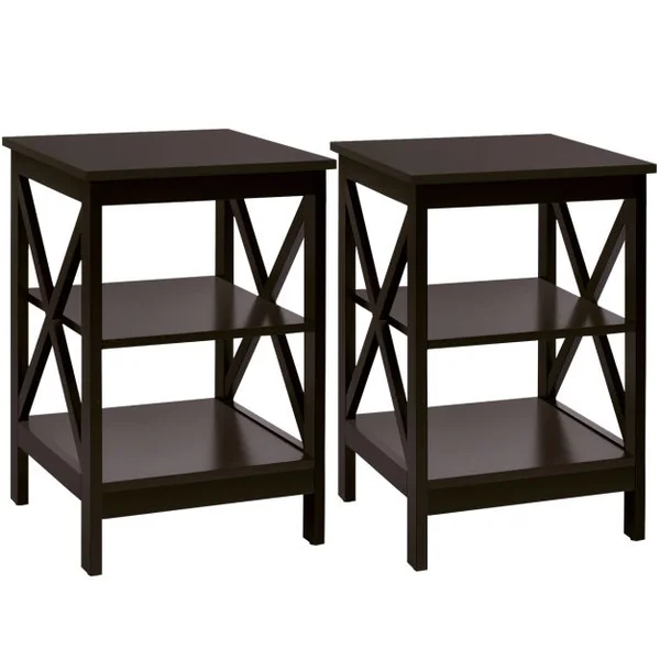 Table de Chevet à 3 Niveaux Table d'Appoint en forme X Simple et Contemporain 40x40x61cm Nior