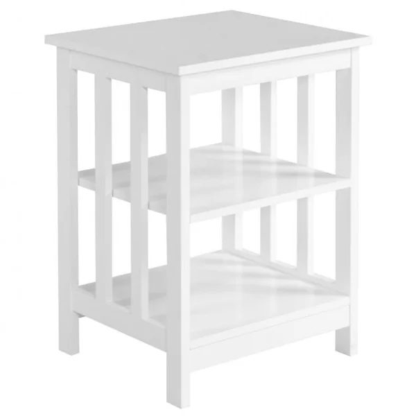 Table de Chevet à 3 Niveaux Table de Nuit de Style Moderne Table d’Appoint pour Chambre Salon Bureau Blanche