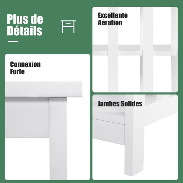 Table de Chevet à 3 Niveaux Table de Nuit de Style Moderne Table d’Appoint pour Chambre Salon Bureau Blanche