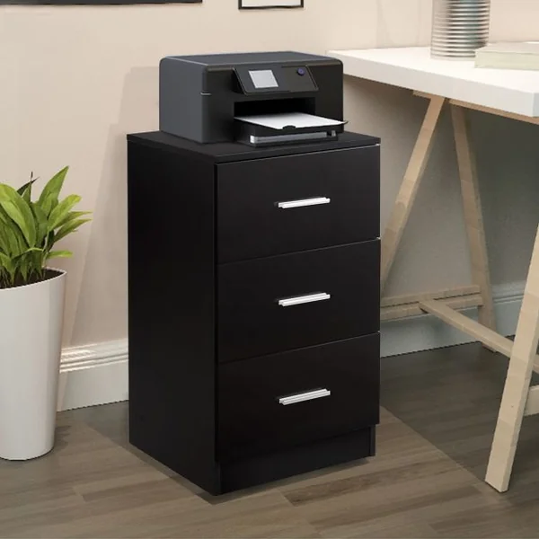 Table de Chevet/Lot de 2 Tables de Chevet Meuble de Rangement avec 3 Tiroirs Caisson de Bureau Blanc/Noir/Gris