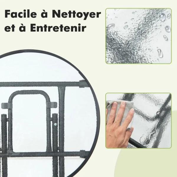 Table de Jardin Bistro Pliante φ46x47cm en Verre&Acier pour Intérieur Extérieur Patio Balcon Terrasse Charge 50 kg Noir