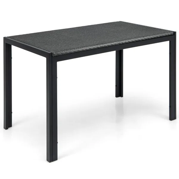 Table de Jardin Rectangulaire de 200 CM pour 6 Personnes Table en Rotin Cadre en Métal Robuste Table à Manger Marron