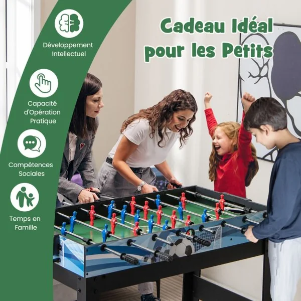 Table de Jeux 15 en 1 Combinée Kit Combiné de Basket et de Baby-foot Hockey Billard Ping-pong Bowling Jeu de Palets Échecs Dames