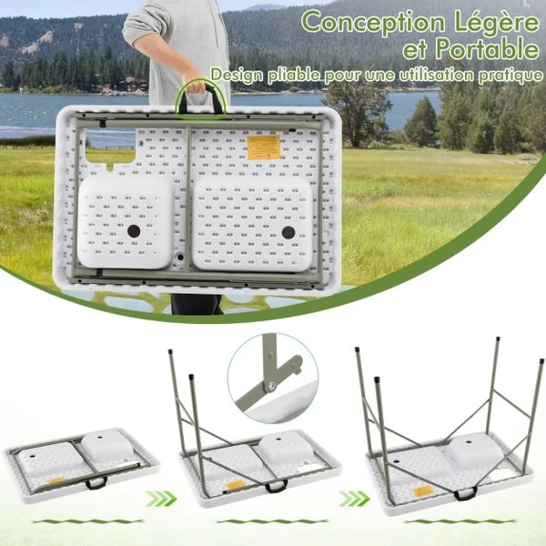 Table de Pêche avec 2 Éviers Robinet Rotatif 360° Table Pliante Portable pour Nettoyage de Poisson en Acier&HDPE Ultra-Léger Charge 150KG