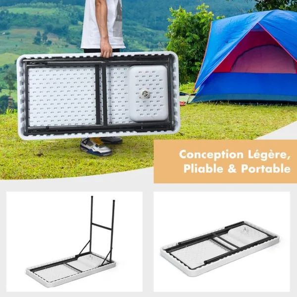 Table de Pêche Pliante avec Robinet en Acier Table Camping Portable pour Nettoyage Poisson avec Évier et Tuyau de Drainage Charge 90KG