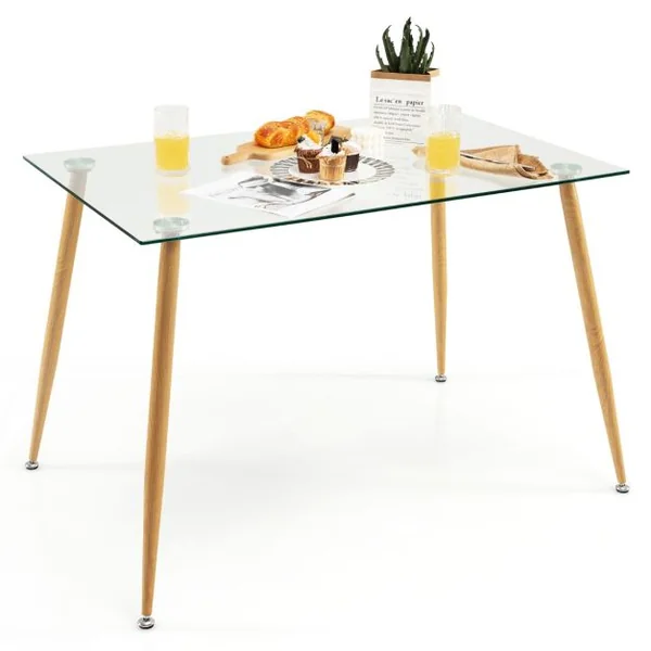 Table de Salle à Manger en Verre Trempé 110 x 70 x 75 CM - Style Moderne