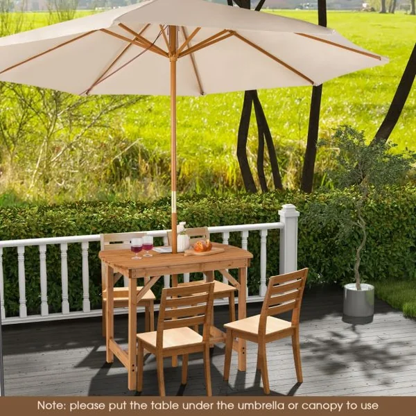 Table de Salle à Manger Extérieure en Bois de Sapin pour 4-6 Personnes pour Pelouse Jardin Intérieur Charge 180KG Naturel