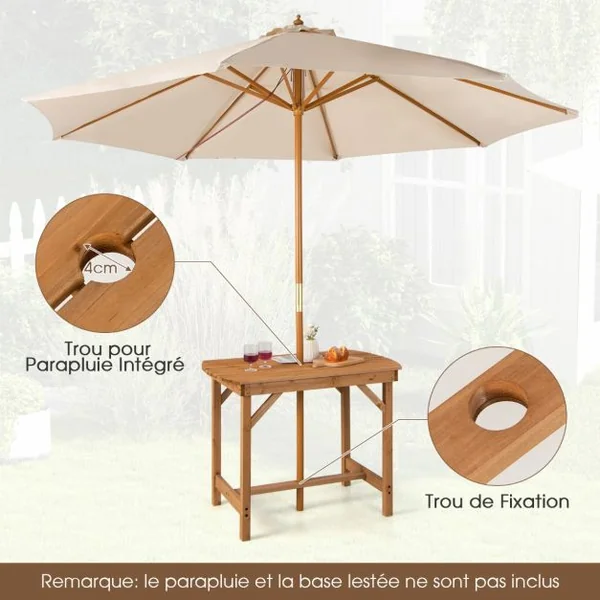 Table de Salle à Manger Extérieure en Bois de Sapin pour 4-6 Personnes pour Pelouse Jardin Intérieur Charge 180KG Naturel