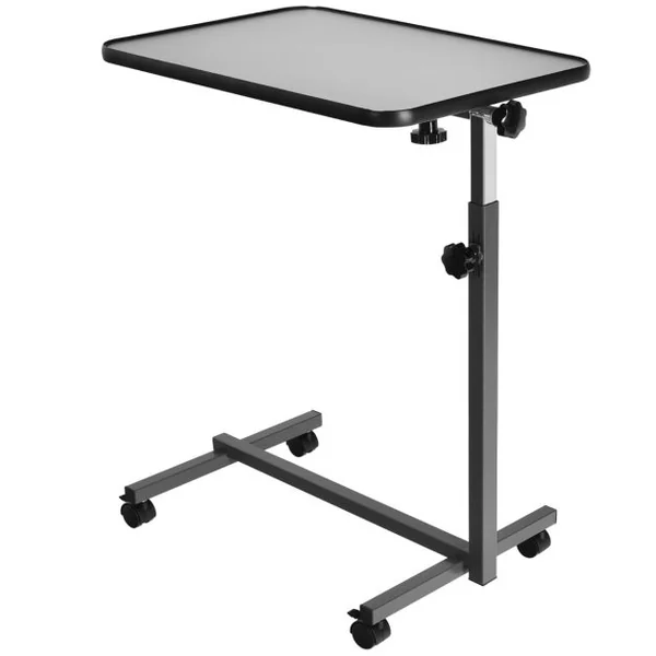 Table d’Ordinateur à Roulettes Table de Lit Portable en MDF+Fer Hauteur Réglable 69-113 cm avec 4 roulettes Gris