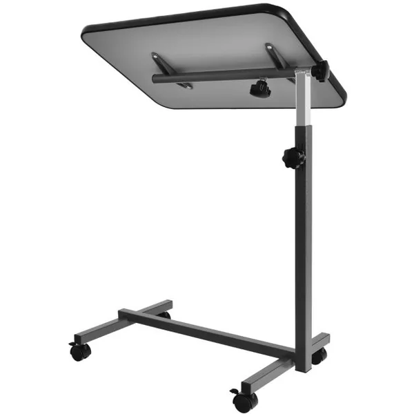 Table d’Ordinateur à Roulettes Table de Lit Portable en MDF+Fer Hauteur Réglable 69-113 cm avec 4 roulettes Gris