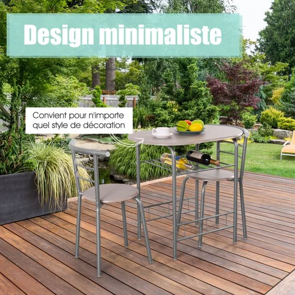 Table et Chaises de Cuisine Table et 2 Chaises Table et Chaises Salle à Manger MDF Gris
