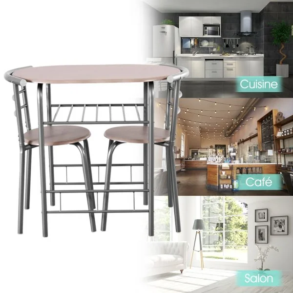 Table et Chaises de Cuisine Table et 2 Chaises Table et Chaises Salle à Manger MDF Gris